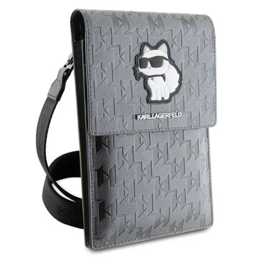 Karl Lagerfeld Tok KLWBSAKHPCG Kézitáska - Ezüst Saffiano Monogram Choupette tok - 5