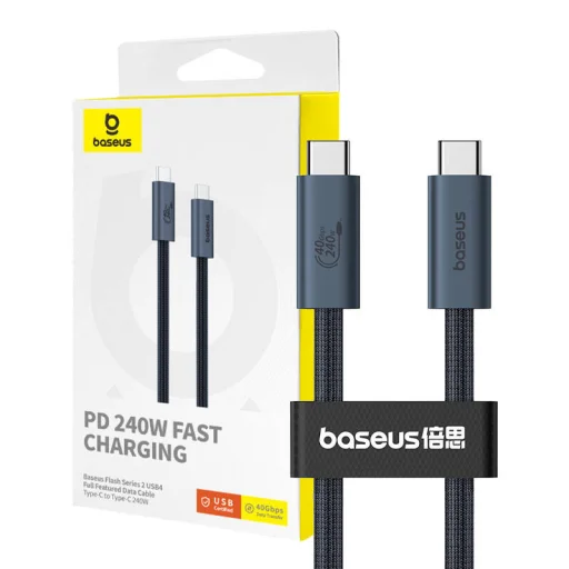 Baseus Flash gyorstöltő kábel USB-C, 240W, 1m (fekete) - 1