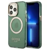 Guess GUHMP13LHTCMA iPhone 13 Pro / 13 6.1" zöld/khaki kemény tok Arany Keretes Áttetsző MagSafe tok