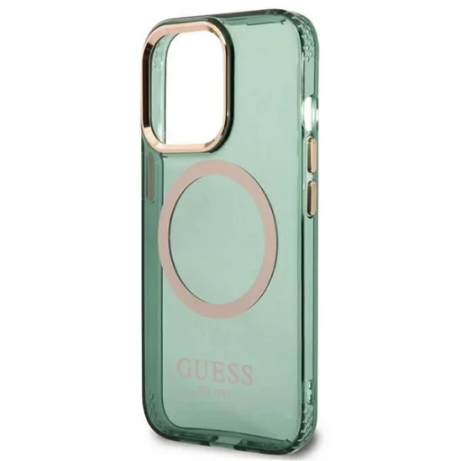 Guess GUHMP13LHTCMA iPhone 13 Pro / 13 6.1" zöld/khaki kemény tok Arany Keretes Áttetsző MagSafe tok - 6