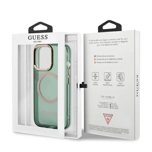 Guess GUHMP13LHTCMA iPhone 13 Pro / 13 6.1" zöld/khaki kemény tok Arany Keretes Áttetsző MagSafe tok - 8