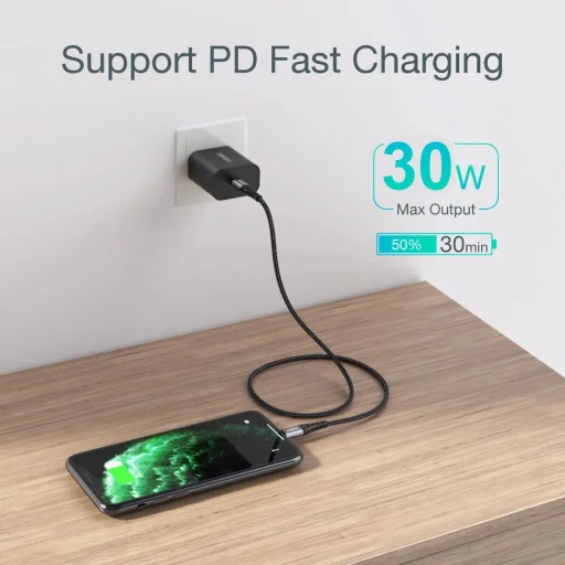 Choetech IP0039 USB-C / Lightning MFi kábel, 1.2m hosszú - fekete - 5