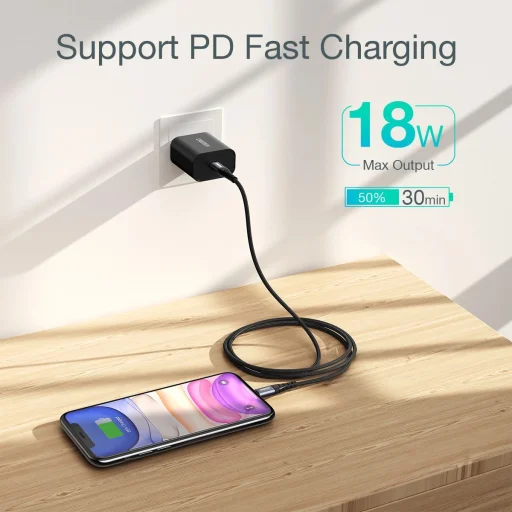 Choetech IP0041 USB-C / Lightning MFi 480Mb/s 3A 2 m kábel - fekete - 3