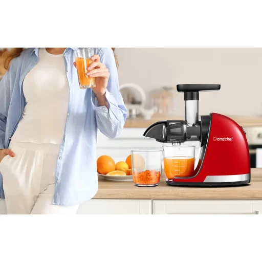  Lassú Gyümölcsprés AMZCHEF 1501-RD (Piros) - 5