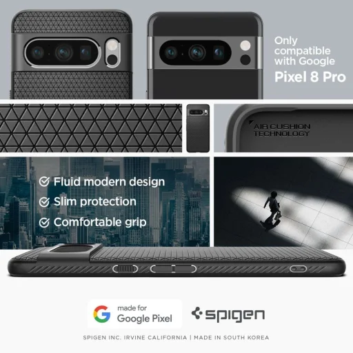  Google Pixel 8 Pro matt fekete Spigen Liquid Air tok - 12
