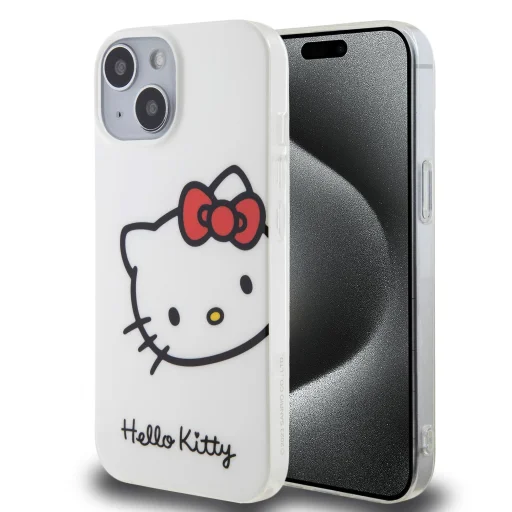 Hello Kitty IML Fej Logo Tok iPhone 15 Fehér - 1