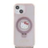 Hello Kitty IML Ringstand Csillogó Kitty Fej Logó MagSafe tok iPhone 15 Pink thumbnail