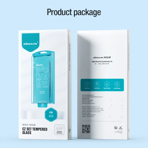 Nillkin EZ SET edzett üvegfólia (2 darab) Apple iPhone 15-höz fekete - 10