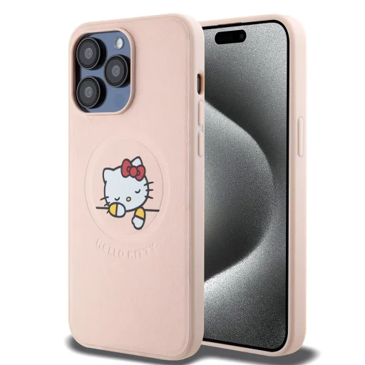 Hello Kitty PU Kitty Asleep Logo MagSafe tok iPhone 15 Pro Max Pink - 1