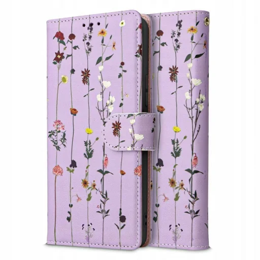 Tech-Protect Wallet tok Samsung Galaxy A35 5G - lila virágok - 5