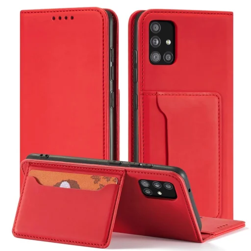 Magnet Card Case tok Samsung Galaxy A13 5G-hez Piros Pénztárca Kártyatartó - 4