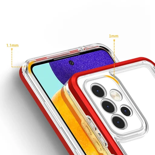 Átlátszó 3 az 1-ben tok Samsung Galaxy A73 keretvédő zselé piros - 4