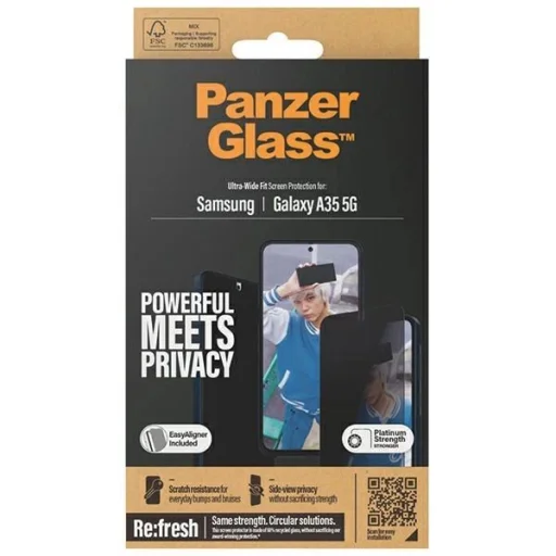 PanzerGlass Ultra-Wide Fit Privacy edzett üvegfólia pozicionálóval Samsung Galaxy A35 5G-hez - 4