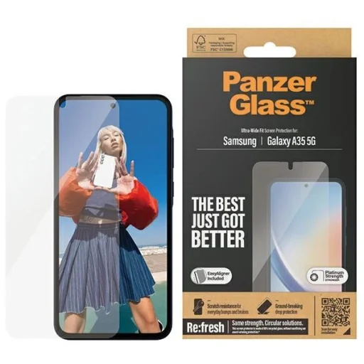 PanzerGlass Ultra-Wide Fit edzett üvegfólia pozicionálóval Samsung Galaxy A35 5G-hez - 1