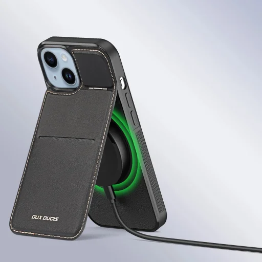 3in1 Pénztárca Tok Állvánnyal iPhone 14 Plus MagSafe RFID Blokkoló Dux Ducis Rafi Mag - Fekete Tok - 9