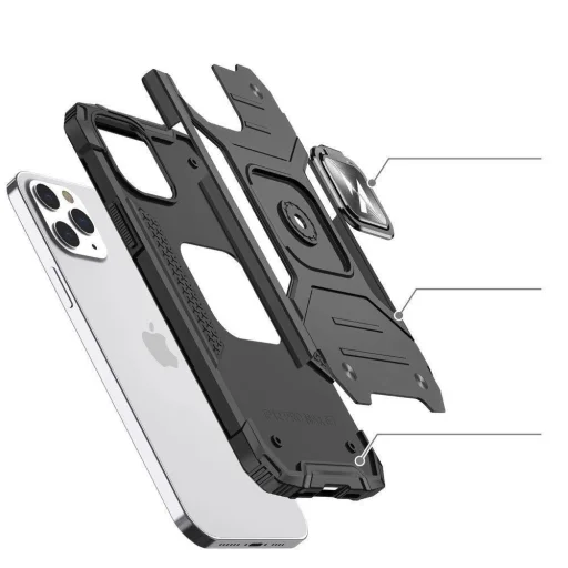 Wozinsky Ring Armor tok iPhone 14 Pro Max-hoz páncél fedél mágneses tartógyűrű ezüst - 3