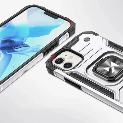 Wozinsky Ring Armor tok iPhone 14 páncélozott fedél mágneses tartó gyűrű ezüst - 2