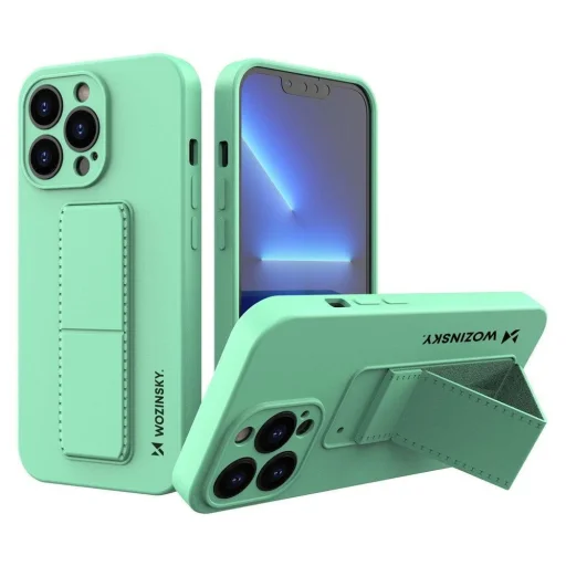 Wozinsky Kickstand Case szilikon tok állvánnyal iPhone 13 Pro-hoz menta - 1