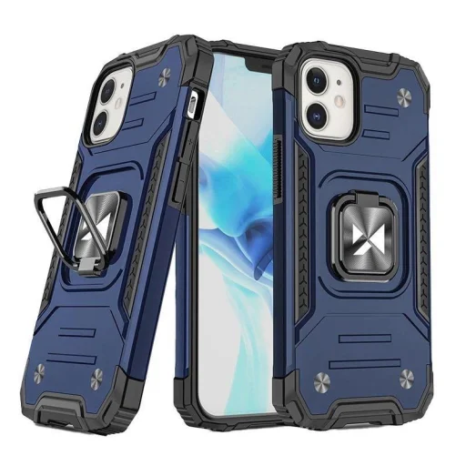 Wozinsky Ring Armor tok iPhone 14-hez páncélozott tok mágneses tartógyűrűvel kék - 1