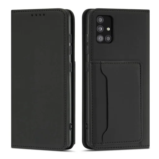 Magnet Card Case Samsung Galaxy A12 5G Tok, Kártyatartó Tárca Fekete - 1