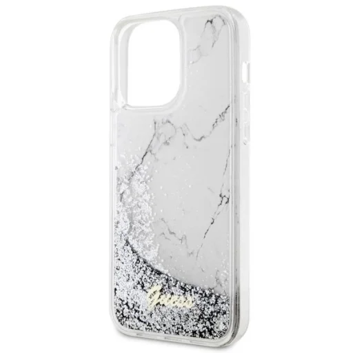 Guess GUHCP14XLCSGSGH iPhone 14 Pro Max 6.7" fehér/sötét fehér kemény tok Liquid Glitter Marble tok - 6