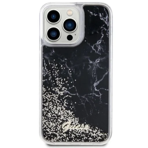 Guess GUHCP14XLCSGSGK iPhone 14 Pro Max 6.7" fekete/fekete kemény tok Liquid Glitter Marble - 3