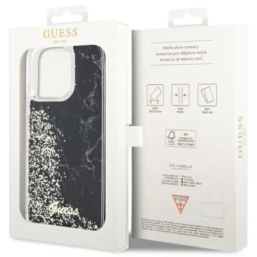 Guess GUHCP14XLCSGSGK iPhone 14 Pro Max 6.7" fekete/fekete kemény tok Liquid Glitter Marble - 8