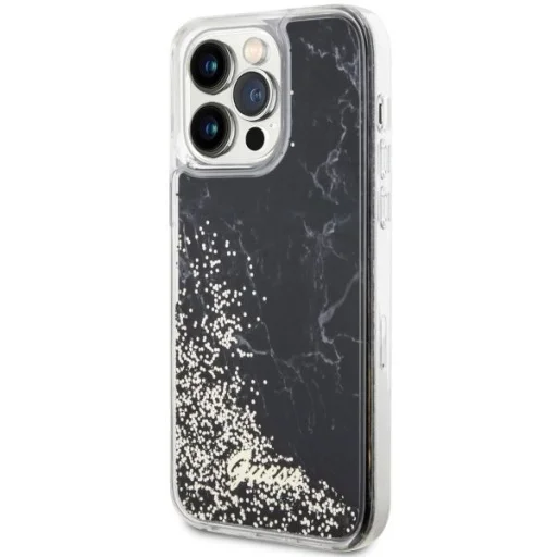 Guess GUHCP14XLCSGSGK iPhone 14 Pro Max 6.7" fekete/fekete kemény tok Liquid Glitter Marble - 2