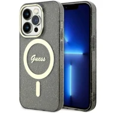 Guess GUHMP14XHCMCGK iPhone 14 Pro Max 6.7" fekete/fekete keménytok Glitter Gold MagSafe tok