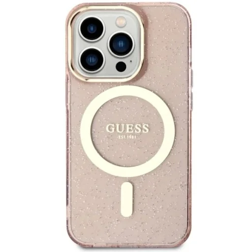 Guess GUHMP14LHCMCGP iPhone 14 Pro 6.1" pink/pink keménytok Glitter Gold MagSafe - 3