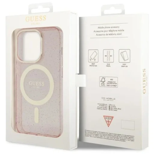 Guess GUHMP14LHCMCGP iPhone 14 Pro 6.1" pink/pink keménytok Glitter Gold MagSafe - 8
