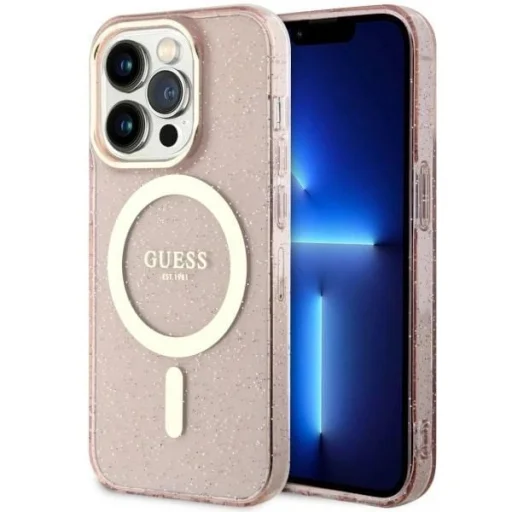 Guess GUHMP14LHCMCGP iPhone 14 Pro 6.1" pink/pink keménytok Glitter Gold MagSafe - 1