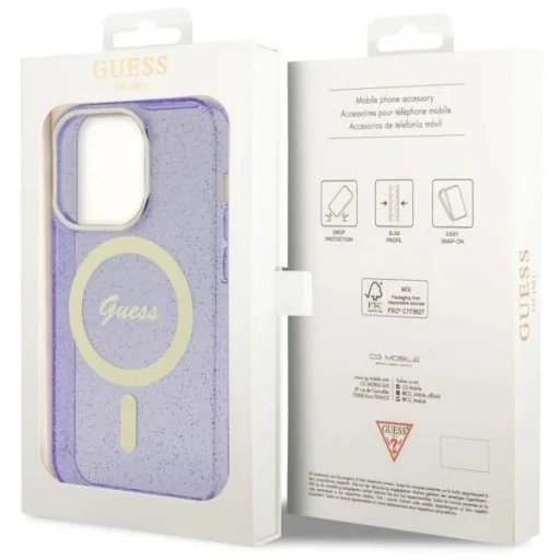 Guess GUHMP14XHCMCGU iPhone 14 Pro Max 6.7" lila/kemény tok Glitter Gold MagSafe - 8