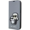 Karl Lagerfeld KLBKP14XSANKCPG iPhone 14 Pro Max 6.7" fliptok ezüst/ezüst Saffiano Karl & Choupette tok
