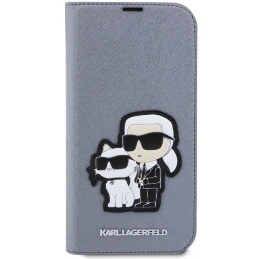 Karl Lagerfeld KLBKP14XSANKCPG iPhone 14 Pro Max 6.7" fliptok ezüst/ezüst Saffiano Karl & Choupette tok - 3