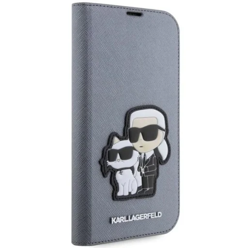 Karl Lagerfeld KLBKP14XSANKCPG iPhone 14 Pro Max 6.7" fliptok ezüst/ezüst Saffiano Karl & Choupette tok - 5