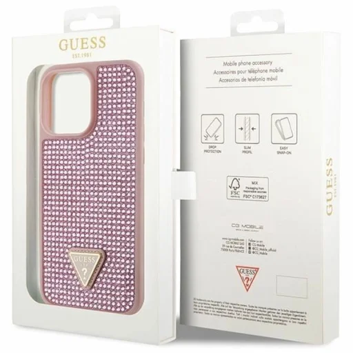 Guess Rhinestone Triangle tok iPhone 14 Pro Max - rózsaszín - 8