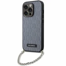 Karl Lagerfeld KLHCP14XSACKLHPG iPhone 14 Pro Max 6.7" ezüst/ezüst keménytok Saffiano Monogram Chain tok