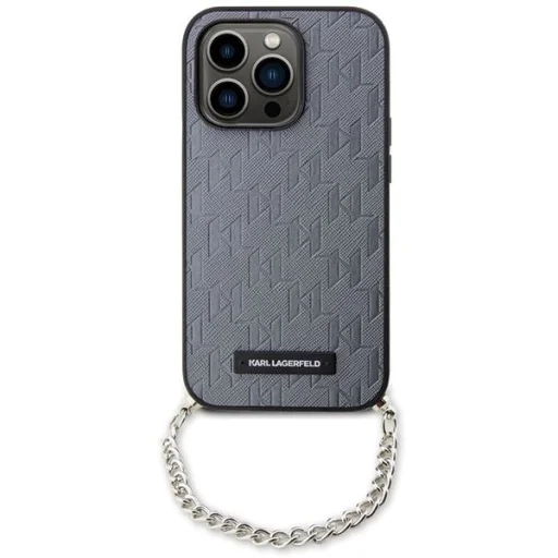 Karl Lagerfeld KLHCP14XSACKLHPG iPhone 14 Pro Max 6.7" ezüst/ezüst keménytok Saffiano Monogram Chain tok - 2
