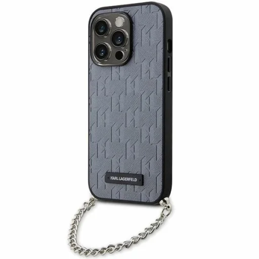 Karl Lagerfeld KLHCP14XSACKLHPG iPhone 14 Pro Max 6.7" ezüst/ezüst keménytok Saffiano Monogram Chain tok - 1