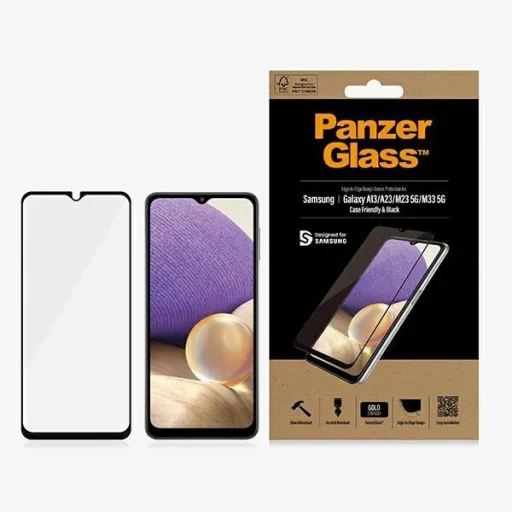 PanzerGlass E2E Regular Tempered Glass üvegfólia Samsung Galaxy A12 / A23 / M23 / M33 5G - fekete kerettel - 1