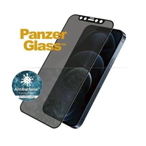 PanzerGlass E2E Super+ Microfracture antibakteriális edzett üveg iPhone 12 Pro Max-hoz - fekete kerettel üvegfólia - 2