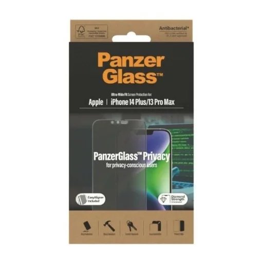 PanzerGlass Ultra-Wide Fit Edzett Üveg Antibakteriális Privacy és Pozicionálóval iPhone 14 Plus / 13 Pro Max üvegfólia - 8