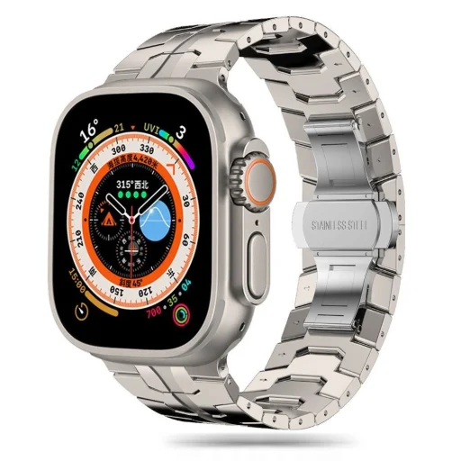 Tech-Protect Stainless Line karkötő Apple Watch 4 / 5 / 6 / 7 / 8 / 9 / 10 / 11 / SE / Ultra 1 / 2 (42/44/45/49 mm) - titánium - 1
