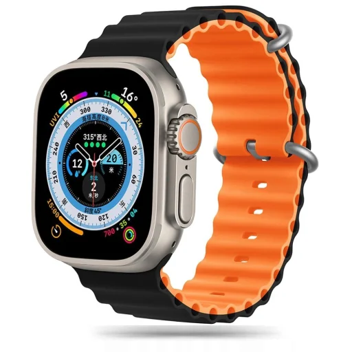 Tech-Protect IconBand Pro szíj Apple Watch 4 / 5 / 6 / 7 / 8 / 9/ 10 / 11 / SE / Ultra 1 / 2 (42/44/45/49 mm) - Narancs/Fekete - 1