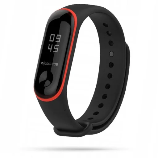 Tech-Protect Smooth szíj Xiaomi Mi Band 3/4-hez - fekete és piros - 1