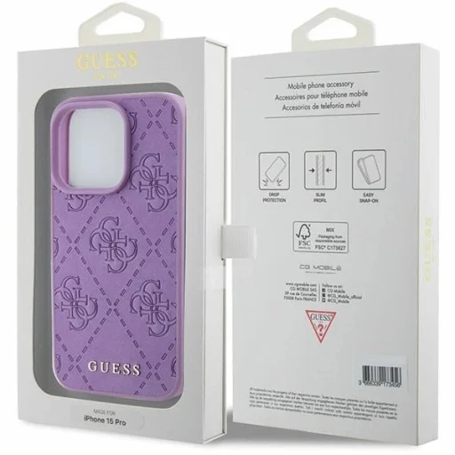 Guess Leather 4G Stamped tok iPhone 15 Pro - lila - 8