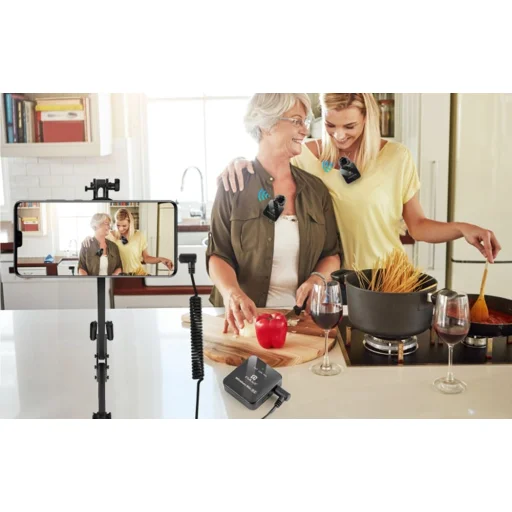 PULUZ vezeték nélküli mikrofon (2 adó + 1 vevő) 3.5mm jack csatlakozással (PU3154B) - 5