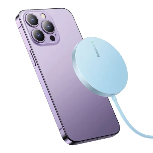 Baseus Simple Mini3 Mágneses (MagSafe) vezeték nélküli indukciós töltő, 15W (kék) - 2