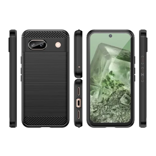 Google Pixel 8A rugalmas szilikon karbon tok - fekete - 8